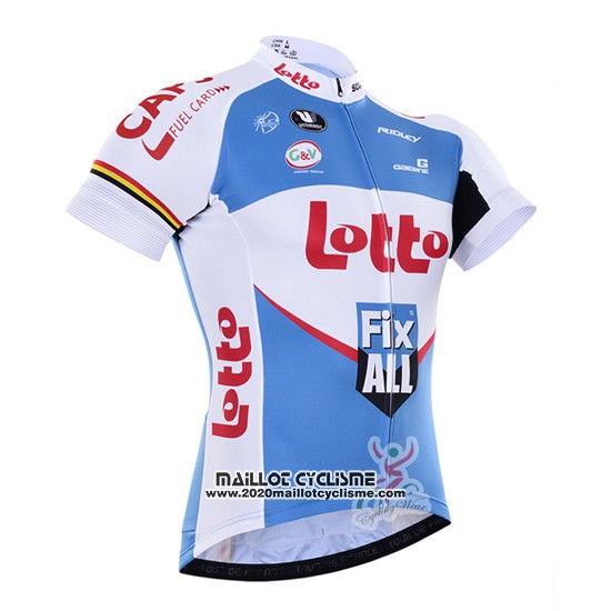 2016 Maillot Ciclismo Lotto Fix All Blanc et Bleu Manches Courtes et Cuissard